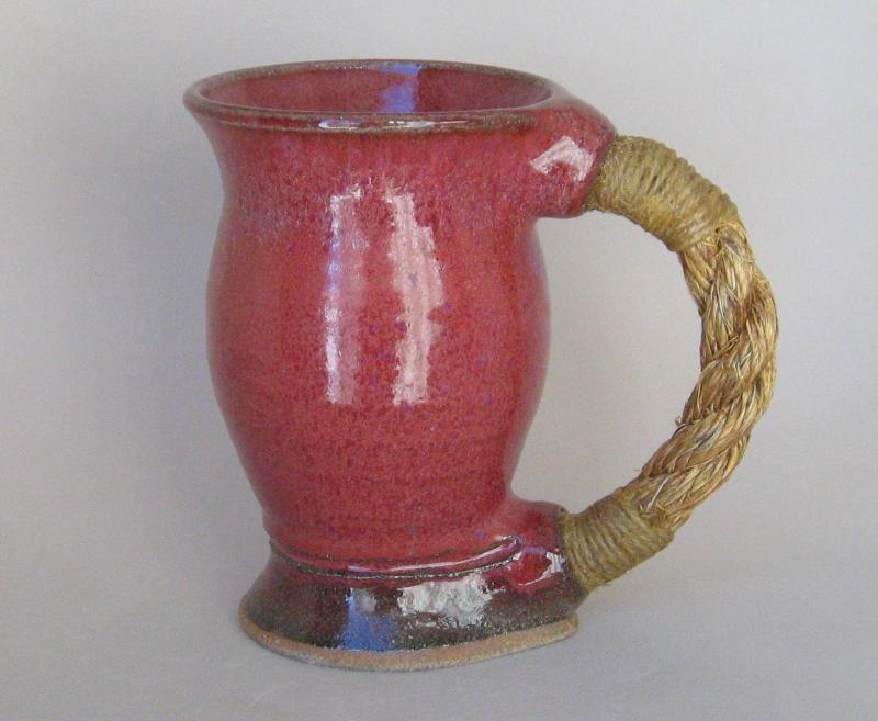centennial wyoming pottery fuchsia rope handle mug