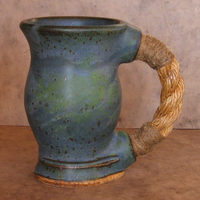 rope handle mug reitz green handmade pottery